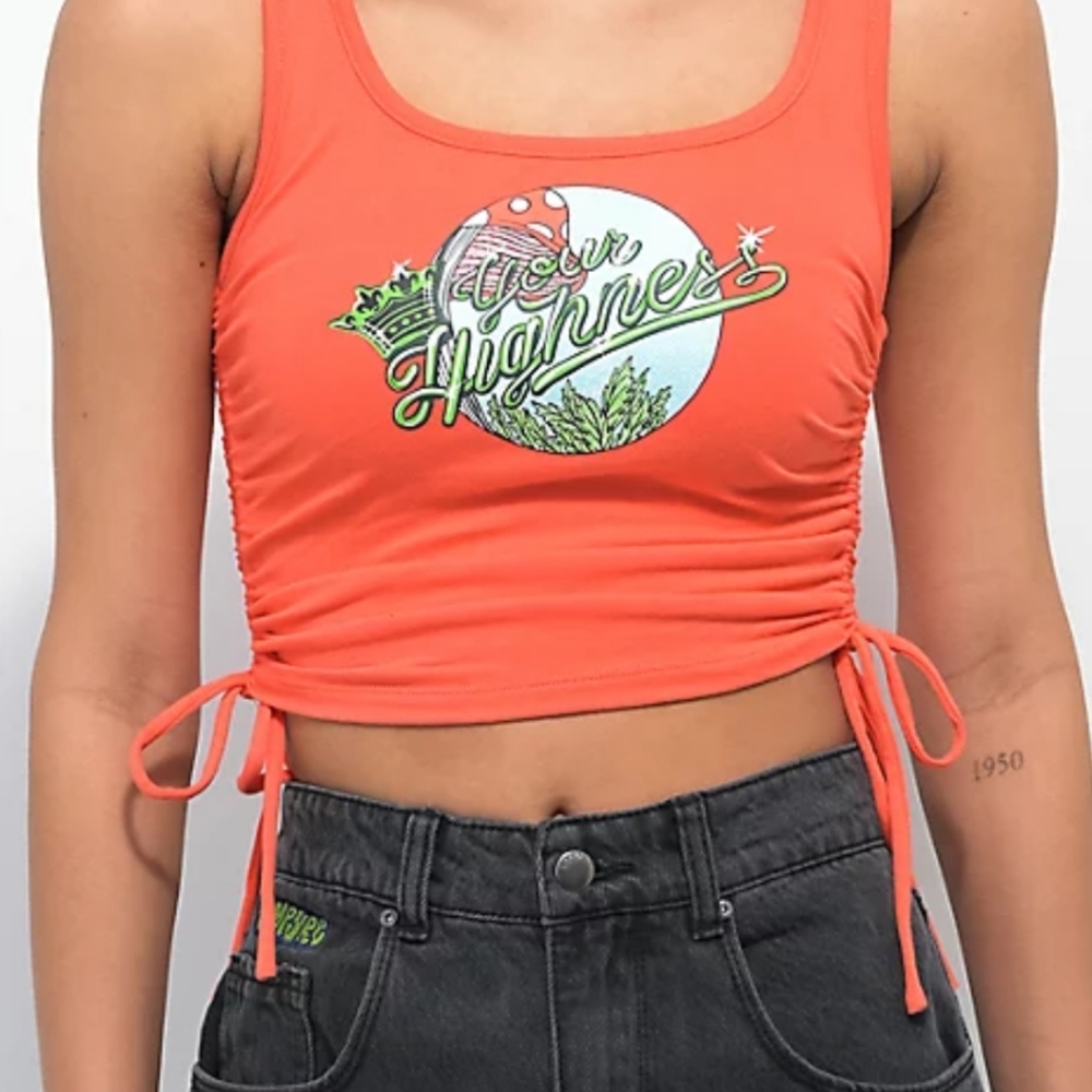 Your Highness Mush Love Red Cinch tank crop top womens medium
